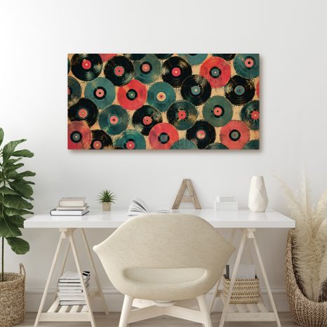 WANDBILD BUNTE SCHALLPLATTEN - MUSIKBILDER - BILDER