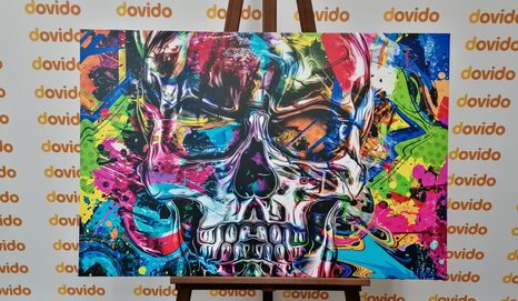 OBRAZ FAREBNÁ UMELECKÁ LEBKA - POP ART OBRAZY - OBRAZY