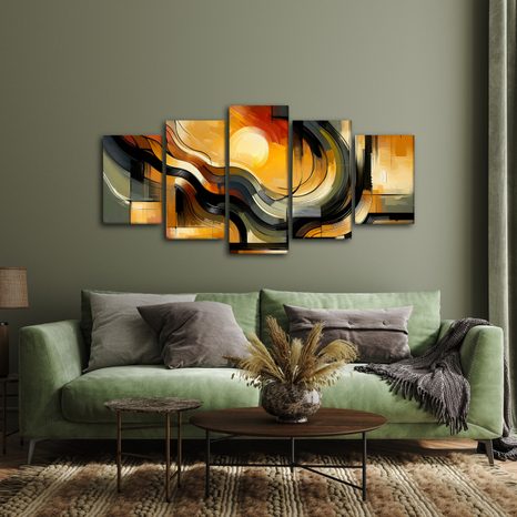 5-DÍLNÝ OBRAZ ABSTRAKTNÍ ZÁPAD SLUNCE - ΠΊΝΑΚΕΣ ΑΝΑΤΟΛΉ ΚΑΙ ΔΎΣΗ ΤΟΥ ΗΛΊΟΥ - ΠΊΝΑΚΕΣ
