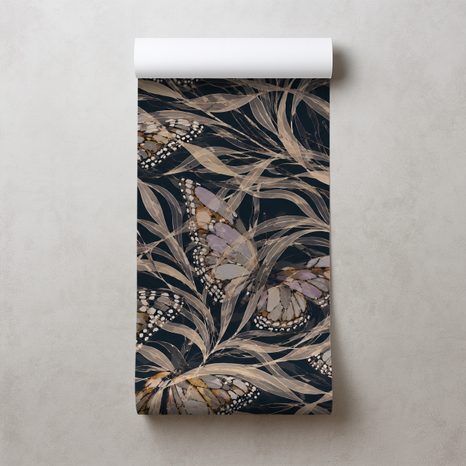 TAPÉTA ELEGÁNS PILLANGÓK SÖTÉT HÁTTÉREN - LEPKÉS TAPÉTÁK - TAPÉTÁK