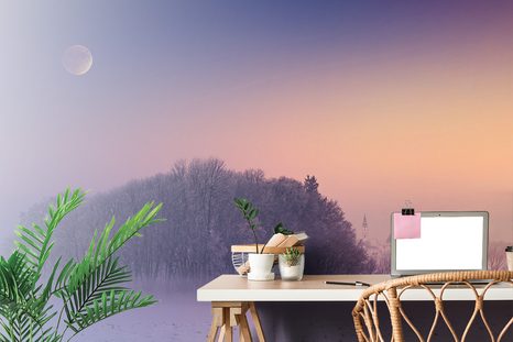 SAMOLEPÍCÍ TAPETA ÚPLNĚK MĚSÍCE NAD VESNICÍ - SAMOLEPÍCÍ TAPETY - TAPETY