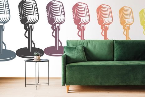 TAPETA ŘADA MIKROFONŮ - POP ART TAPETY - TAPETY
