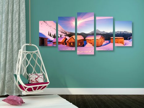 5-DELNA SLIKA ZASNEŽENA GORSKA VAS - SLIKE NARAVE IN POKRAJINE - SLIKE