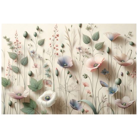 TAPETA PASTELOVÉ LUČNÍ KVĚTY - TAPETY KVĚTINY - TAPETY