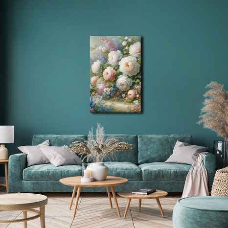 OBRAZ ZAHRADA PLNÁ PIVONĚK A LETNÍCH KVĚTŮ - PICTURES FLOWERS - PICTURES