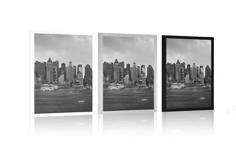 PLAGÁT JEDINEČNÝ NEW YORK V ČIERNOBIELOM PREVEDENÍ - ČIERNOBIELE - PLAGÁTY