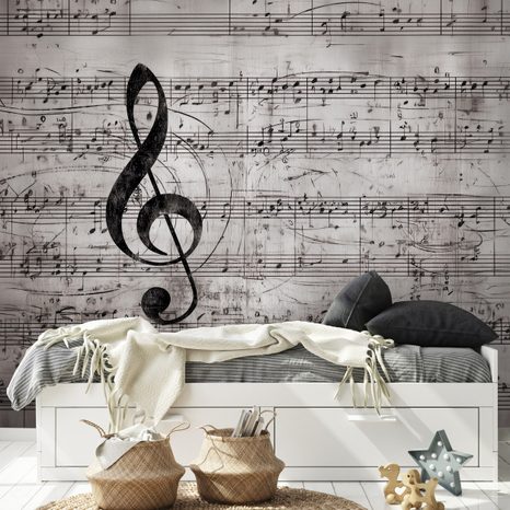 SELBSTKLEBENDE FOTOTAPETE MUSIKNOTEN AUF VINTAGE-HINTERGRUND - MUSIK FOTOTAPETEN - TAPETEN