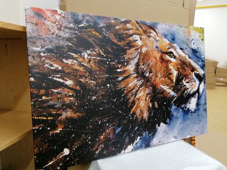 WANDBILD KÖNIG DER TIERE IN AQUARELL - BILDER TIERE - BILDER