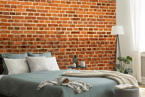 FOTOTAPETA ORANŽOVÁ CIHLOVÁ ZEĎ - TAPETY S IMITACÍ CIHLY, KAMENE A BETONU - TAPETY