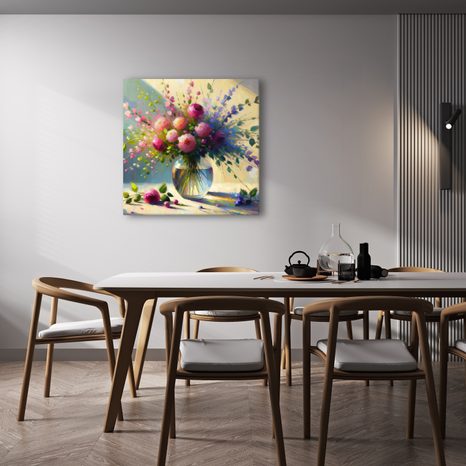 QUADRO SU TELA – FIORI COLORATI NELLA LUCE DEL MATTINO - QADRI DI ROSE - STAMPE E QUADRI