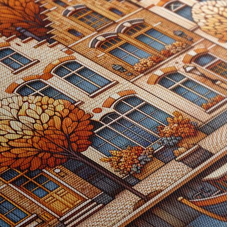 WANDBILD HERBSTLICHE GASSE MIT BOOTEN AM KANAL - BILDER VON STÄDTEN - BILDER