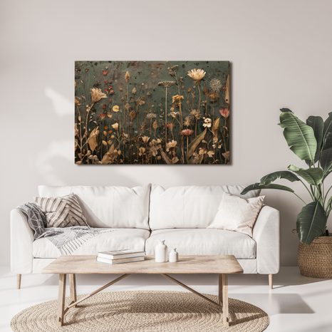 WANDBILD BLÜHENDER GARTEN AUF LEINWAND - BILDER BLUMEN - BILDER