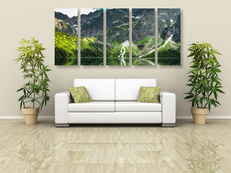 5-DÍLNÝ OBRAZ MOŘSKÉ OKO V TATRÁCH - OBRAZY PŘÍRODY A KRAJINY - OBRAZY