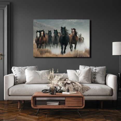 OBRAZ DIVOCÍ KONĚ V MLZE - OBRAZY KONĚ - OBRAZY