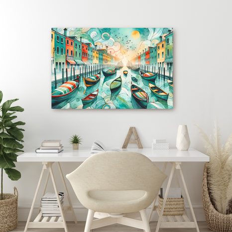 WANDBILD BUNTE GONDELN IN DEN STRASSEN VENEDIGS - BILDER VON STÄDTEN - BILDER