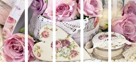 5-DÍLNÝ OBRAZ ROMANTICKÝ VINTAGE STYL - VINTAGE A RETRO OBRAZY - OBRAZY