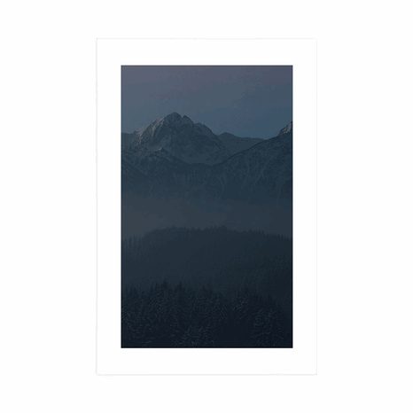 PLAKÁT S PASPARTOU ÚPLNĚK MĚSÍCE NAD HORAMI - PŘÍRODA - PLAKÁTY