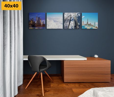 SET DI QUADRI – VISTA SUI GRATTACIELI DI NEW YORK - COLLEZIONI DI QUADRI - STAMPE E QUADRI