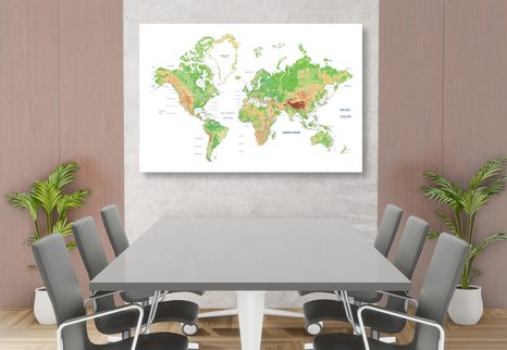 CANVAS PRINT CLASSIC WORLD MAP WITH A WHITE BACKGROUND - PICTURES - 🔥 TOTAL SALE 🔥