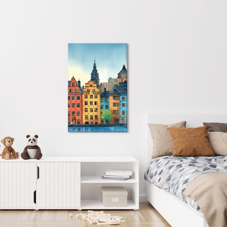 WANDBILD BUNTE HÄUSER DER ALTSTADT - BUNTE HÄUSER - BILDER