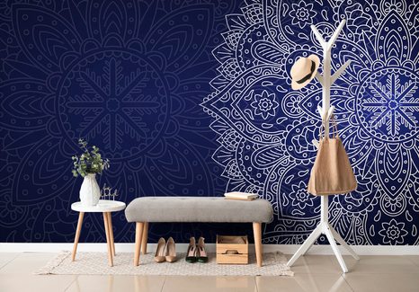 TAPETA TMAVĚ-MODRÁ MANDALA - TAPETY FENG SHUI - TAPETY
