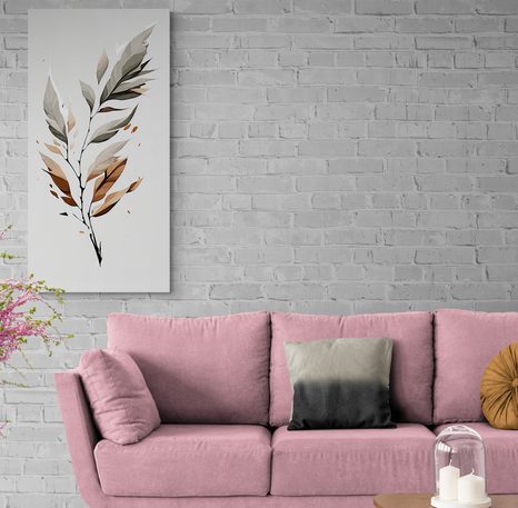 WANDBILD BLATT IN BEWEGUNG MIT HAUCH VON MINIMALISMUS - BILDER BÄUME UND LAUB - BILDER