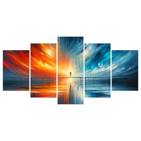 5-DÍLNÝ OBRAZ SILUETA UPROSTŘED ŽIVLŮ - ABSTRAKTNÍ OBRAZY - OBRAZY