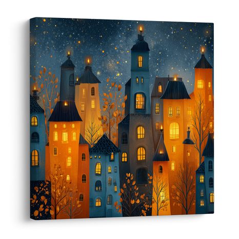 WANDBILD FESTLICHES STADTMÄRCHEN - BUNTE HÄUSER - BILDER