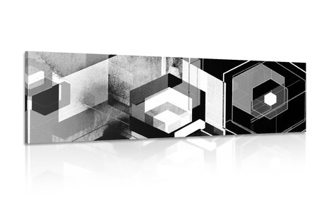 CANVAS PRINT FUTURISTIC GEOMETRY IN BLACK AND WHITE - BLACK AND WHITE PICTURES - PICTURES