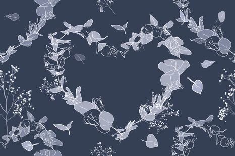 SAMOLEPÍCÍ TAPETA LIDOVÉ SRDCE V MODRÉM PROVEDENÍ - SAMOLEPÍCÍ TAPETY - TAPETY