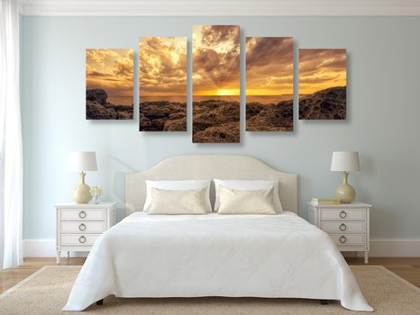 5-DÍLNÝ OBRAZ SKÁLY MOŘE - OBRAZY PŘÍRODY A KRAJINY - OBRAZY