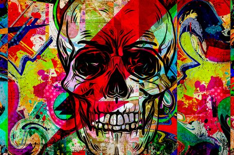 SELBSTKLEBENDE TAPETE TOTENKOPF IM GRAFFITI-DESIGN - SELBSTKLEBENDE TAPETEN - TAPETEN