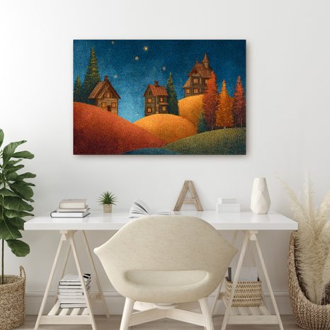 WANDBILD ZAUBERHAFTES WEIHNACHTSDORF - BUNTE HÄUSER - BILDER