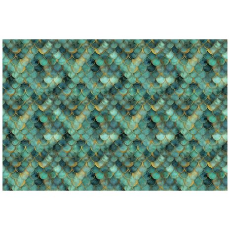 SAMOLEPÍCÍ TAPETA ZELENÉ MOŘSKÉ ŠUPINY S NÁDECHEM ZLATA - VZOROVANÉ TAPETY - TAPETY