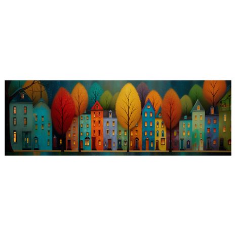 OBRAZ BAREVNÉ DOMY A STROMY - BAREVNÉ DOMY - OBRAZY