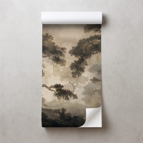 TAPET AUTOADEZIV PĂDURE MISTERIOASĂ ÎN CEAȚĂ - TAPET PĂDURE - TAPETURI