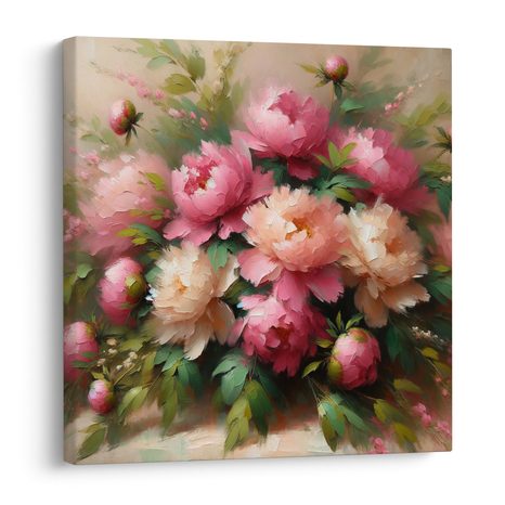 WANDBILD BLÜHENDE PFINGSTROSEN - BILDER BLUMEN - BILDER