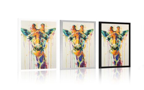 POSTER – GIRAFFA CON IMITAZIONE PITTORICA - GIRAFFE E ZEBRE - POSTER