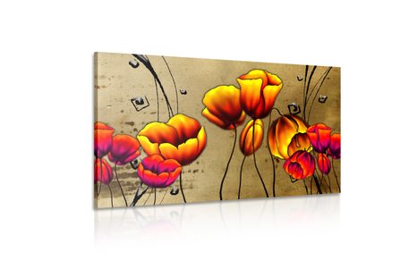 SLIKA RDEČ POLJSKI MAK V ETNO PRIDIHU - ABSTRAKTNE SLIKE - SLIKE