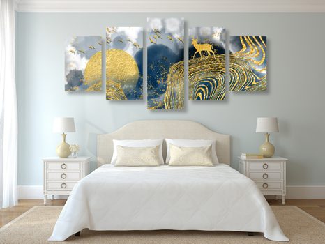 5-TEILIGES WANDBILD FANTASIELANDSCHAFT - ABSTRAKTE BILDER - BILDER