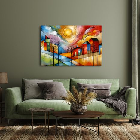 WANDBILD BUNTES DORF - BILDER VON STÄDTEN - BILDER