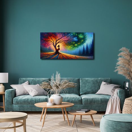 WANDBILD FARBIGE HARMONIE DES LEBENSBAUMS - BILDER BÄUME DES LEBENS - BILDER