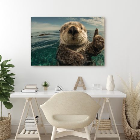 OBRAZ HRAVÁ VYDRA V OCEÁNU - OBRAZY ZVÍŘAT - OBRAZY