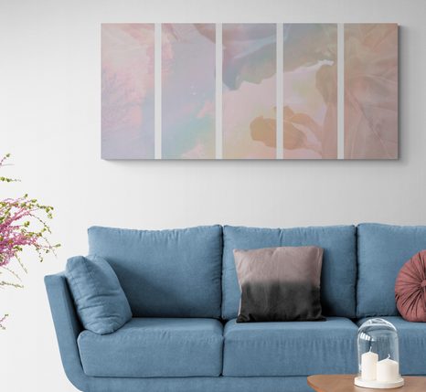 5-DÍLNÝ OBRAZ ODRAZ PASTELOVÝCH LISTŮ - OBRAZY STROMY A LISTY - OBRAZY