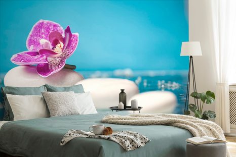 SAMOLEPÍCÍ FOTOTAPETA ORCHIDEJ A ZEN KAMENY - SAMOLEPÍCÍ TAPETY - TAPETY