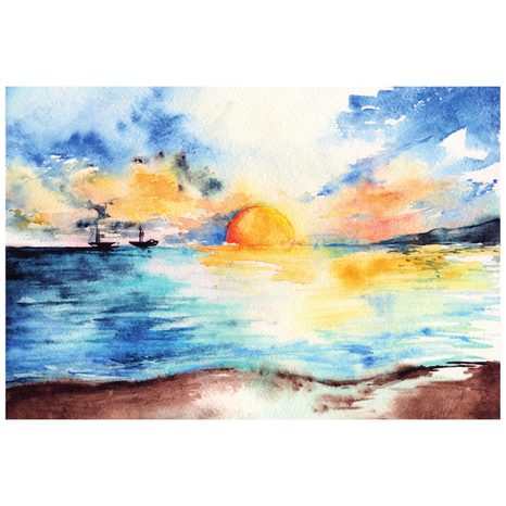 SELBSTKLEBENDE TAPETE STRAHLENDER SONNENUNTERGANG AM MEER - SELBSTKLEBENDE TAPETEN - TAPETEN