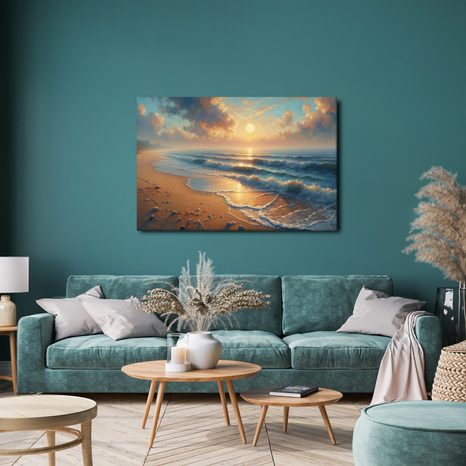 OBRAZ KLIDNÉ VLNY PŘI ÚSVITU - OBRAZY VÝCHOD A ZÁPAD SLUNCE - OBRAZY