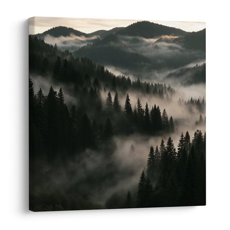 CANVASTAVLA DIMMIGT BERGSDAL - TAVLOR MED SKOG - TAVLOR