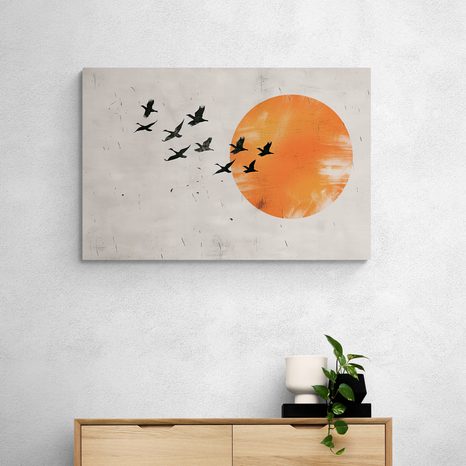 QUADRO SU TELA – JAPANDI LUNA ARANCIONE - JAPANDI QUADRI - STAMPE E QUADRI