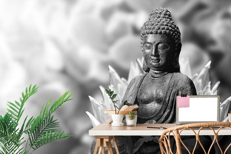 SAMOLEPÍCÍ FOTOTAPETA KLIDNÝ ČERNOBÍLÝ BUDDHA - SAMOLEPÍCÍ TAPETY - TAPETY